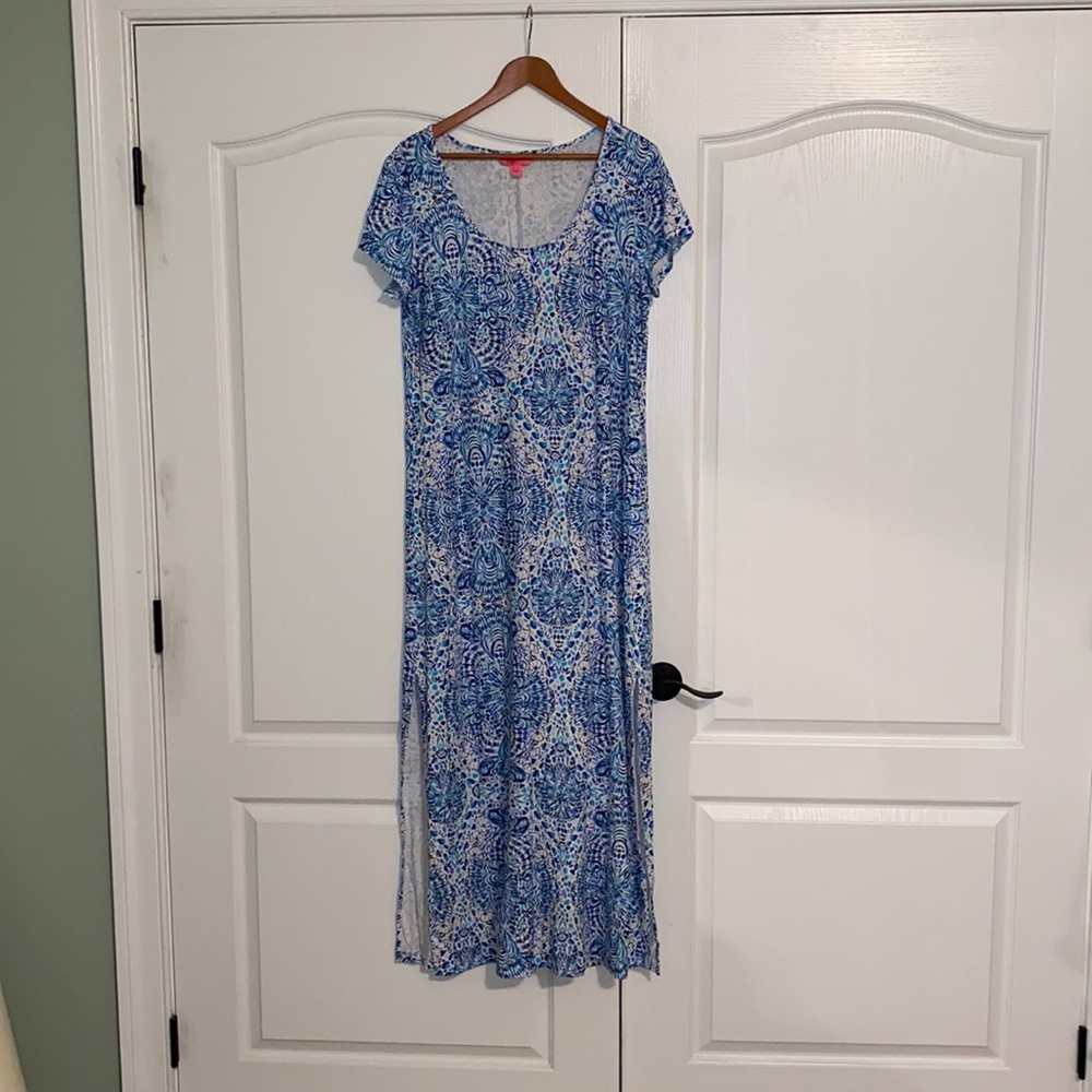 Lilly Pulitzer Blue and White printed Maxi Dress